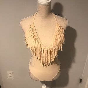 NWOT cream fringe onepiece Monokini